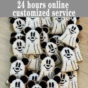 แผ่นแปะหน้ารูปฟักทองกำมะหยี่สำหรับฮาโลวีนแผ่นติดกาวสีทองแผ่นปะติดใบหน้าลายผีแวววาวสำหรับกระเป๋าเสื้อผ้า - Product Image 4