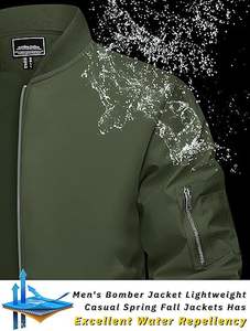 Chaqueta de bombardero ligera personalizada para hombre para primavera y otoño, abrigo con cremallera y bolsillo de piel de oveja, chaqueta OEM de talla grande para invierno - Product Image 6
