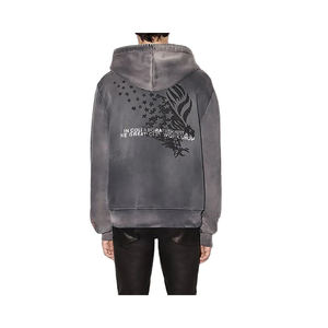 Sudadera Extra Grande de Felpa Francesa con Estampado Puff, Lavado Ácido, Logotipo de Pedrería, Estilo Urbano Vintage, Personalizada - Product Image 2