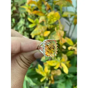 Bague Cocktail Citrine en Argent Sterling 925 Faite à la Main, Bague Statement avec Pierre Précieuse, Fournisseur de Bijoux en Gros - Product Image 3