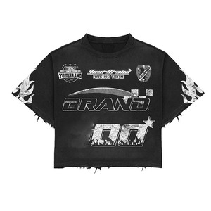 100% Cotton <b>Shirt</b> Women boxy t <b>shirt</b> 240 GSM premium cotton oversized black <b>gothic</b> graphic DTG print custom logo streetwear - Product Image 4