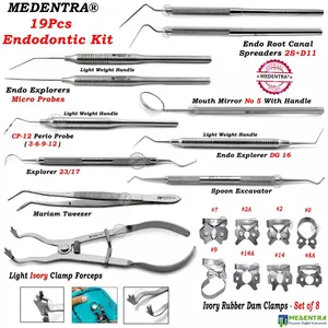 Kit de procédure endodontique Explorateurs personnalisés Détartreurs Épandeurs Instruments de barrage en caoutchouc Matériaux de la meilleure qualité CE UKCA