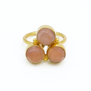 Export Quality Gold-Plated Peach Moonstone Round <b>Ring</b> Unique Statement <b>Ring</b> <b>for</b> Women and <b>Girls</b> from Indian Supplier - Product Image 2