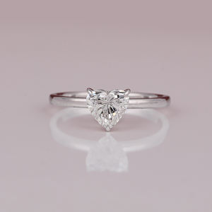 Elegante anillo de bodas de oro sólido de 18 quilates, solitario de moda, ajuste de bisel en forma de corazón, Diamante clásico creado en laboratorio, oro sólido IGI - Product Image 2