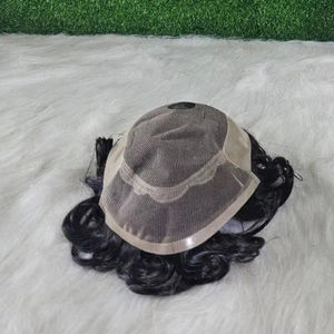 Perruque à patch de cheveux Remy noirs Cabello Inio 8 pouces modèle OCTAGON PLUS, cheveux indiens, style vague profonde, 100% nouée à la main, base en dentelle PU REGENT - Product Image 3