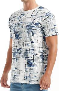 Precio al por mayor OEM servicio de los hombres 100% algodón de manga corta cuello redondo hombro pendiente cuello cinta impresa cómoda camiseta - Product Image 3