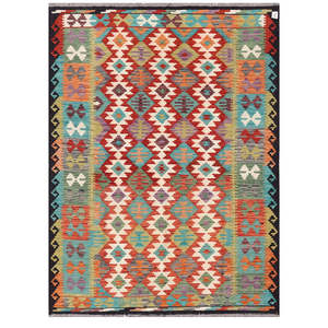 Alfombra Kilim de Maimana, Afganistán, 238 x 175 cm, Juego de Alfombras - Product Image 1