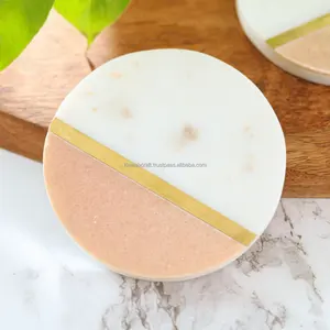 Simple & Trendy Custom Round Wooden & <b>Marble</b> Coaster & Eco-Friendly Durable Mats & Pads - Product Image 2