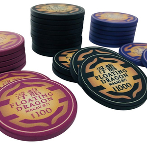 ถาดชิปเซรามิกดินเผา10g 40MM สามารถปรับแต่งได้ดีไซน์สไตล์หรูหราไม่เหมือนใครพร้อมโลโก้ปรับแต่งได้สำหรับการใช้ในคาสิโน - Product Image 1