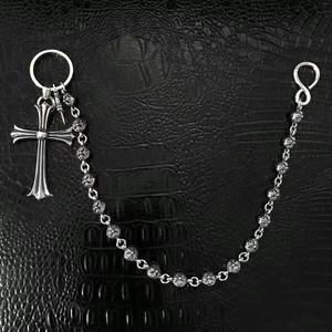 Cadena gruesa para colgar bolsos estilo americano, con hebilla de bola floral, para pantalones, de plata de ley 925 chapada en oro, estilo punk, para hombre, al por mayor - Product Image 4