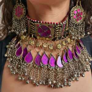 Ensemble de bijoux de mariée tribale afghane éblouissante 2025 boucle d'oreille Jhumka suspendue bijoux de mode de mariage pour les femmes - Product Image 2