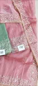 Trajes Modernos de Diseño Indio de Seda Brillante Bordados a Mano Sin Coser, Protección Solar para Mujer, Estilo Tradicional - Product Image 3