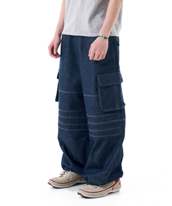 Jeans baggy droits amples et amples pour hommes de denim personnalisés pantalons de skateboard streetwear jeans avec strass - Product Image 5