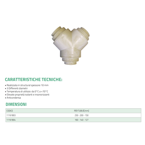 Piezas para Sistemas HVAC Tecnosystemi, Conector en 'Y' Múltiple para Tuberías de Aire Acondicionado por Conductos - Product Image 2