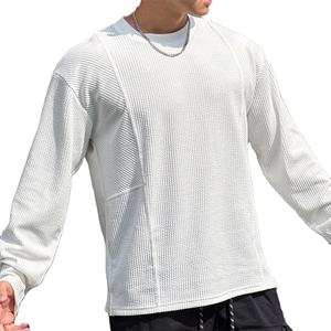 Alta calidad primavera otoño hombres manga corta 100% algodón Casual deportes Fitness correr Camiseta cuello redondo ajuste suelto Anti-retráctil - Product Image 1