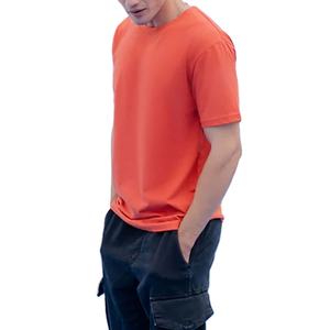 T-shirt décontracté pour homme à manches courtes, couleur unie, 100% coton tricoté, 220g, coton pur, logo imprimé - Product Image 2