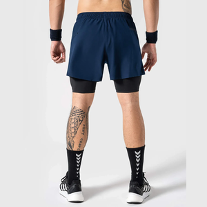 Bermuda OEM décontracté à 2 couches à taille moyenne pour hommes, fermeture élastique multifonction avec motif solide - Product Image 2