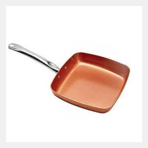 Ustensiles de cuisine en cuivre brillant poêle à frire carrée pour événement et fête nouveau Design à la mode poêle à poignée en argent plaqué cuivre - Product Image 1