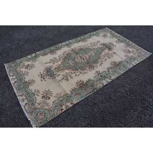 Tapis turc vert Vintage 37x68 pieds Style Boho classique Patchwork motif laine Latex grande surface Beige couleur secondaire - Product Image 3