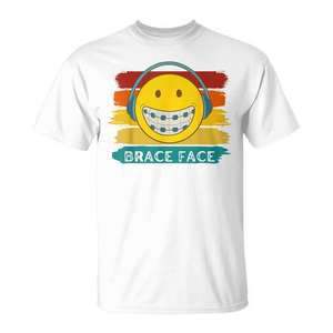 T-shirt graphique promotionnel élégant RETRO SMILE BRACE FACE Orthodontic Braces - Product Image 1