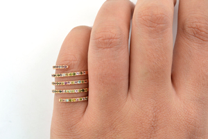 Bague en tourmaline naturelle multi-couches de 1,2 mm de diamètre, en or rose véritable 14 carats, enroulée en spirale, bijoux fins, cadeau pour femmes - Product Image 4