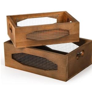 Plateau de table magnifique organisateur meilleure vente de seau en osier et bois de manguier poli au noyer meilleure vente - Product Image 3