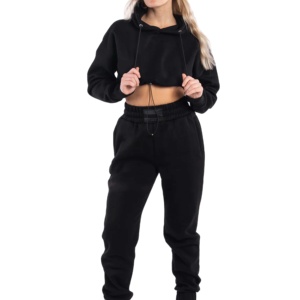 2025 <b>Winter</b> Streetwear Custom Women Crop <b>Top</b> Hoodies Casual Lined Front Logo 100% Cotton Oversize Eco-Friendly Windproof Low - Product Image 3