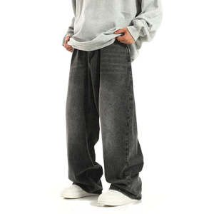 Jeans Clásicos Azules de Pierna Recta, Corte Regular, 100% Algodón, Lavables, Ecológicos para Hombre, Estilo Hip Hop Gótico, Primavera, Casual - Product Image 2