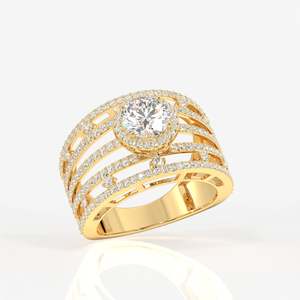Round Cut Moissanite Diamond <b>Cocktail</b> Sterling Silver <b>Ring</b> for Party Occasions - Product Image 3