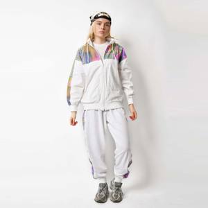 Unisex 80s Vintage White Cotton Tracksuit <b>Set</b> - Stylish Throwback Design with Retro Vibes, Ideal for Sports, and Everyday - Product Image 1