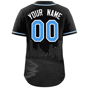 Camiseta de béisbol estampada, venta al por mayor, camiseta de uniforme de equipo con diseño de botón completo bordado personalizado para hombre - Product Image 3