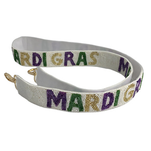 White Gold Tigers Beaded Purse Strap Handcrafted Cotton Adjustable <b>Bag</b> Strap with Intricate Beadwork Game Day Everyday Style - Product Image 5