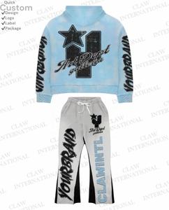 Conjunto de chándal de gimnasio de invierno para hombre y mujer 100% algodón logotipo personalizado Sudadera con capucha de gran tamaño Jogger impreso deporte chándal en blanco para hombre - Product Image 6