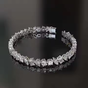 Pulsera de tenis con eslabones de diamante de moissanita cortada en múltiples formas de Plata de Ley 925 con joyería ostentosa chapada en oro para regalo de boda - Product Image 4