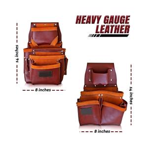 100% pochette en cuir véritable poches polyvalentes organisateur de travail sac à outils encadrement porte-outil - Product Image 2