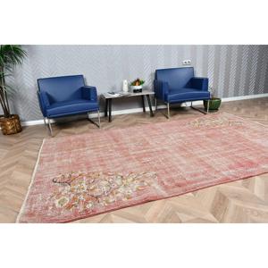 Turkish Rug, 5.7x9.2 ft Vintage Rug, <b>Red</b> Solid <b>Wool</b> Rug - Product Image 3