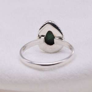Bague en malachite, pierre précieuse en forme de larme, argent sterling 925, bijoux faits à la main, bague en pierre naturelle, cadeau pour femme - Product Image 2