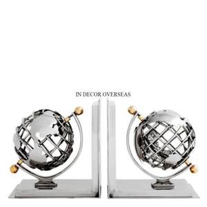 High Grade Gold Plated World Globe Designer Heavy Duty Metal Bookends Home <b>Shelves</b> And <b>Desks</b> Decoration Accessories Supplies - Product Image 3