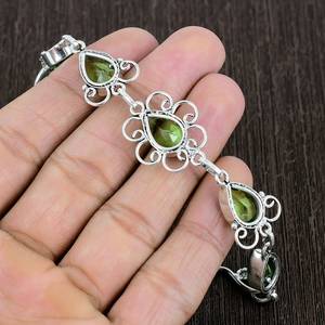 Hermosa cadena ajustable de Plata de Ley 925, collar de eslabones finos redondos facetados de amatista verde para mujer, regalo de fiesta cristiana - Product Image 4