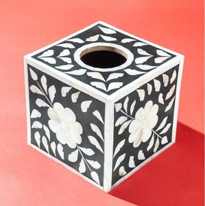 กล่องทิชชู่ฝังไม้ทำด้วยมือเป็นมิตรต่อสิ่งแวดล้อมปรับแต่งได้ดีไซน์ดอกไม้ทรงสี่เหลี่ยมสำหรับตกแต่งห้องรับแขกออฟฟิศ - Product Image 1