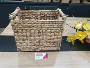 Paniers de rangement décoratifs en paille tissée de Style classique faits à la main boîtes de rangement multifonctionnelles en jacinthe d'eau rectangle bacs - Product Image 3
