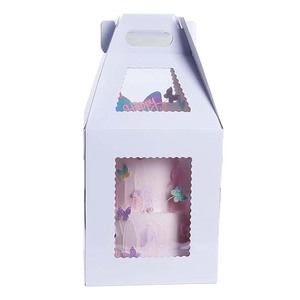 Dễ dàng để lắp ráp bánh trắng vuông cao lớn các tông cứng nhắc hộp bánh với cửa sổ - Product Image 5