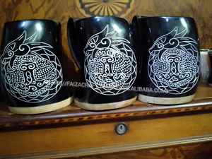 Taza de cuerno para beber de calidad de Faizacraft con diseño único Taza de vino impermeable - Product Image 4