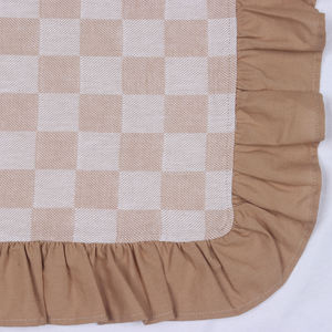 Nappe de table à carreaux rose rayé de style moderne Offres Spéciales taille personnalisée avec textile tissé à la maison à bord froufrous d'Inde - Product Image 2