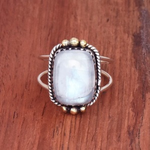 Natural <b>Moonstone</b> <b>Ring</b> 925 Sterling Silver Filigree Rope Statement Boho <b>Ring</b> - Product Image 3