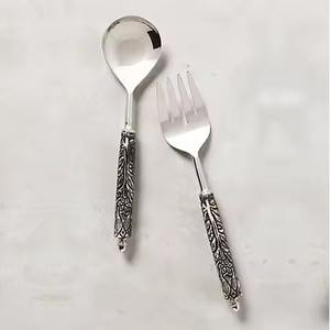 Gold Polished Stainless Steel Salad Server <b>Spoon</b> & Fork Set for Wedding <b>Table</b> Decor Eco-Friendly Dishwasher Safe - Product Image 3