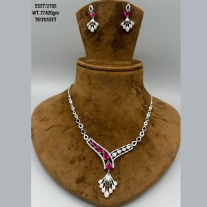 Luxury Emerald Gemstone Zircon Pendant Necklace Jewellery Set 925 Sterling <b>Silver</b> Zircon Jewellery Necklace <b>Earrings</b> Set Bridal - Product Image 2