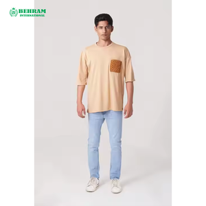เสื้อยืดเปล่าผ้าฝ้าย 100% สั่งทำได้ MOQ ต่ำ ทรงหลวม พิมพ์โลโก้ด้านหน้า เป็นมิตรกับสิ่งแวดล้อม น้ำหนัก 220 กรัม ราคาขายส่ง คุณภาพดี สำหรับผู้ชาย - Product Image 2