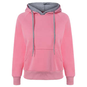 Nueva llegada de las mujeres de algodón suave/poliéster Fleece Pullover Crop Top Sudadera con capucha para invierno y primavera - Product Image 1