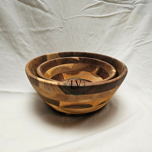 Bol à salade et de service en bois d'acacia écologique de haute qualité, style ferme, taille personnalisée, ustensiles de cuisine, vente en gros, disponible au Vietnam - Product Image 2